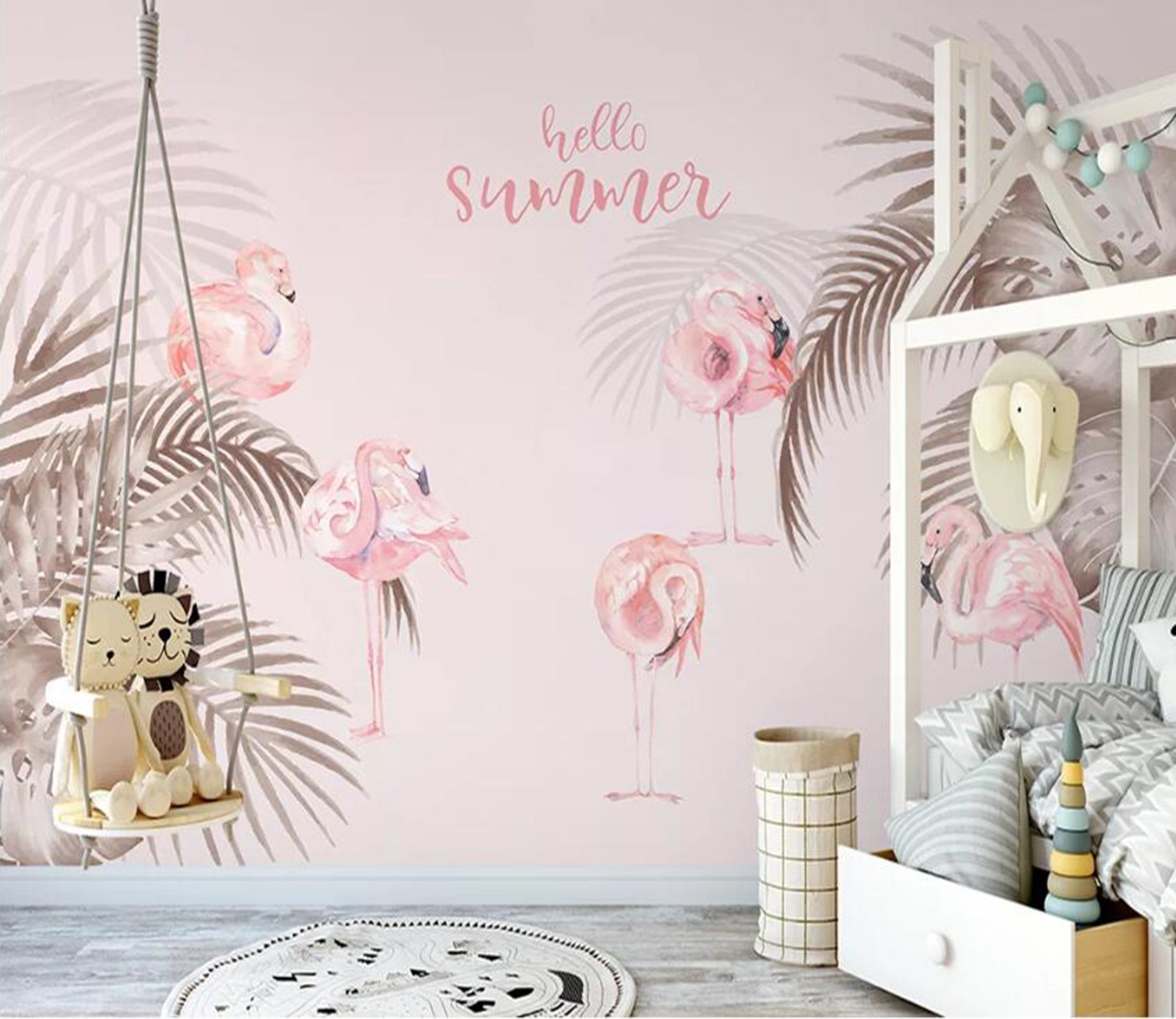 3D Pink Flamingo WC53 Wall Murals Wallpaper AJ Wallpaper 2 