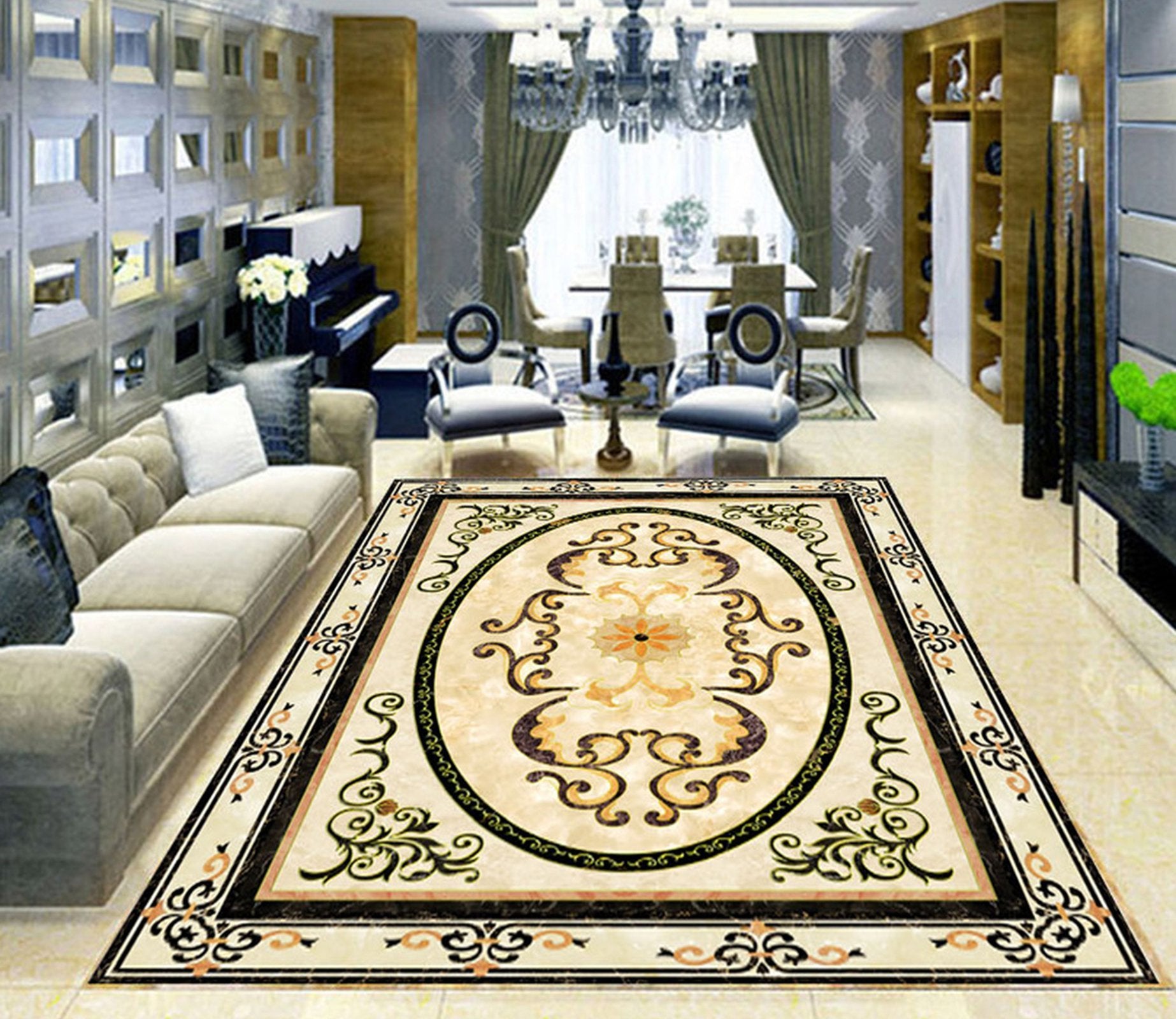 3D Black Pattern WG557 Floor Mural Wallpaper AJ Wallpaper 2 