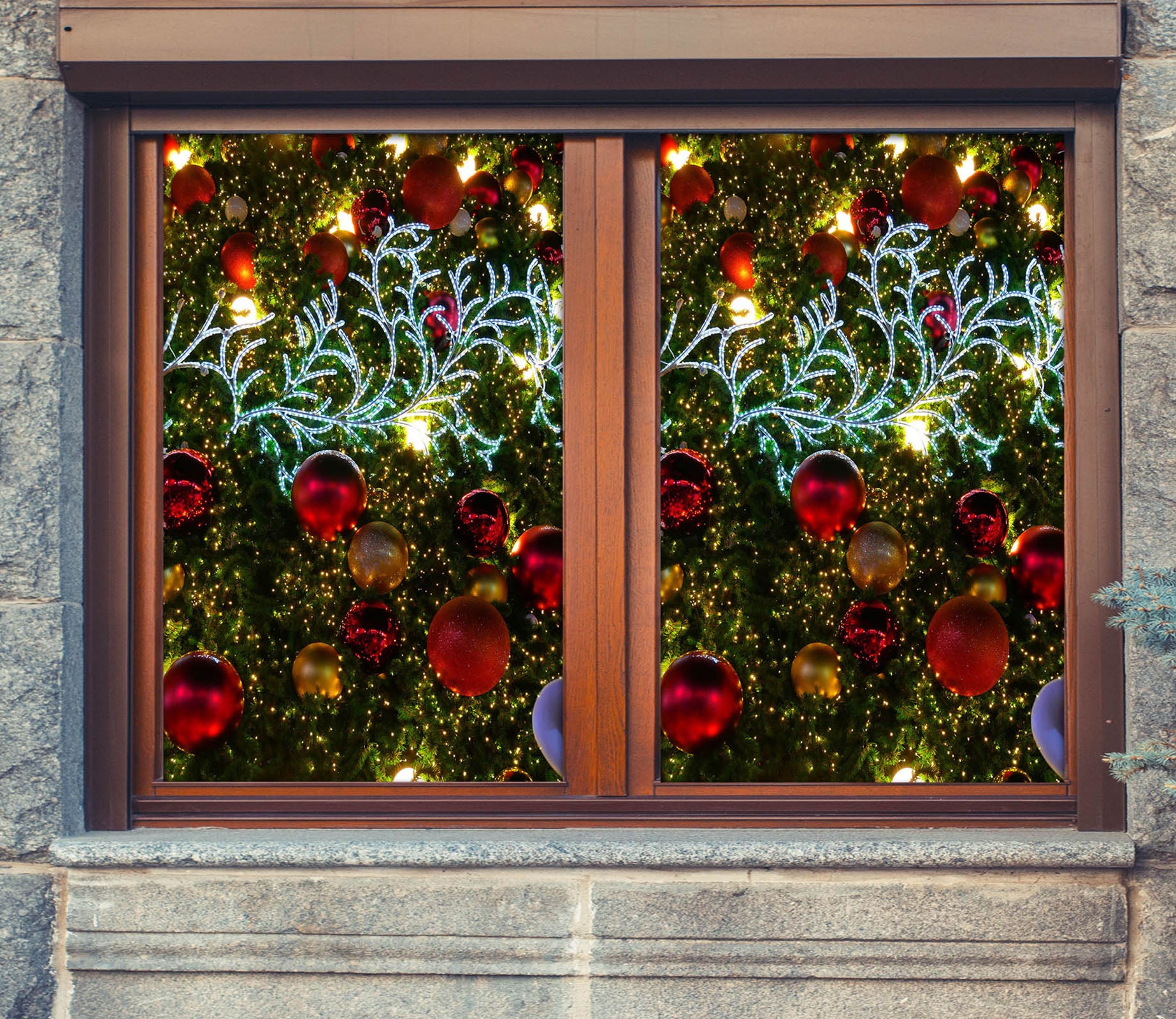 3D Red Ball 30051 Christmas Window Film Print Sticker Cling Stained Glass Xmas