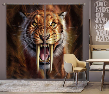 3D Tiger Teeth 073 Jerry LoFaro Curtain Curtains Drapes