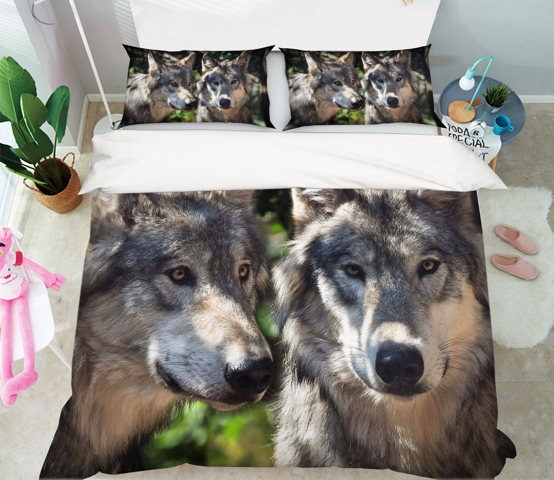 3D Wild Wolf 1956 Bed Pillowcases Quilt