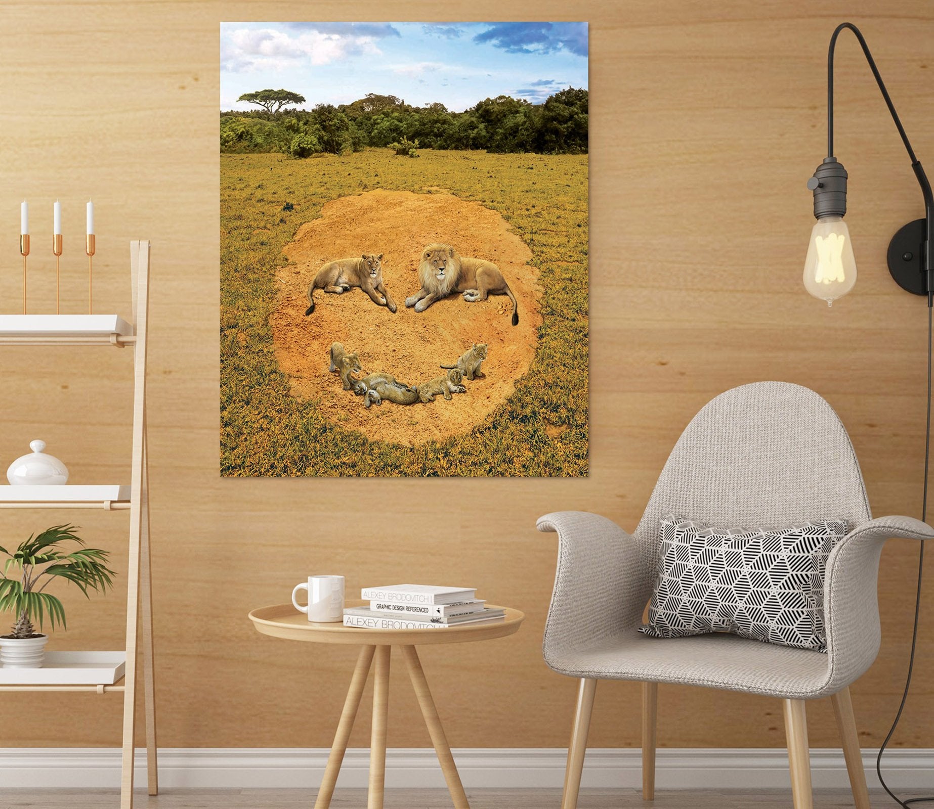 3D A Lion's Happiness Def 004 Vincent Hie Wall Sticker Wallpaper AJ Wallpaper 2 