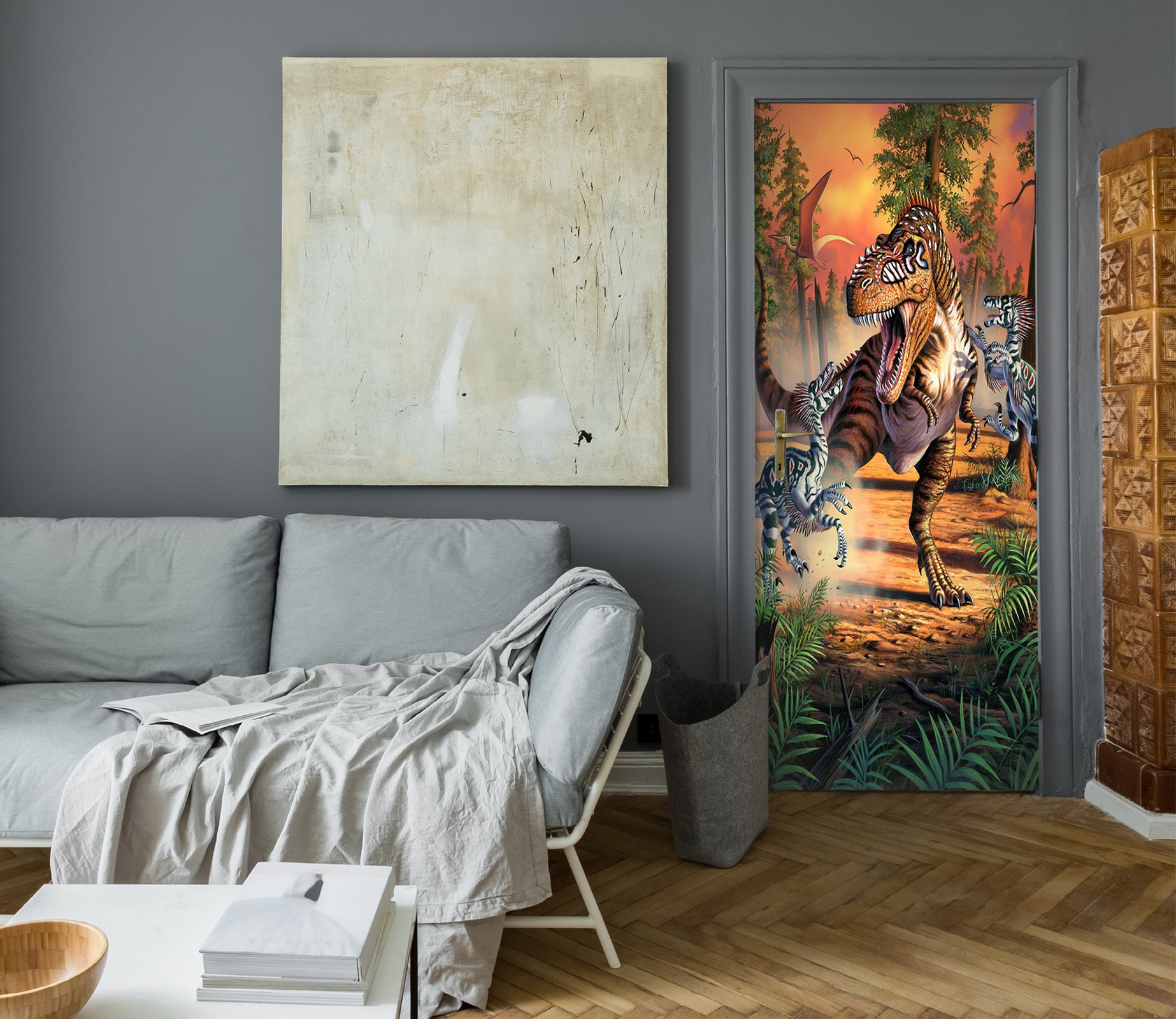 3D Forest Dinosaur 112122 Jerry LoFaro Door Mural
