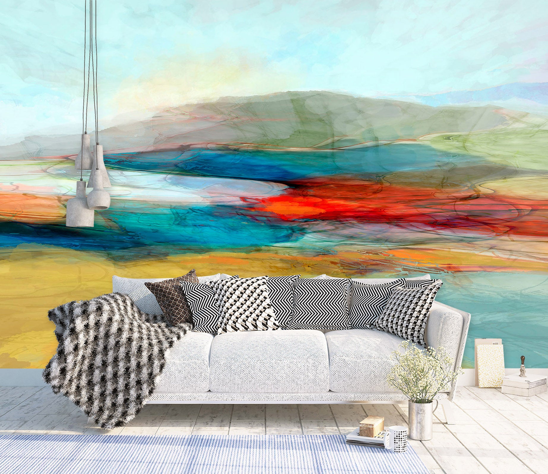 3D Colored Lake 1547 Michael Tienhaara Wall Mural Wall Muralss