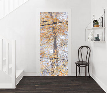 3D Yellow Leaves 5088 Assaf Frank Door Mural