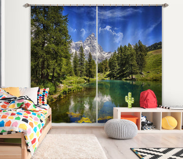 3D Forest Lake 054 Marco Carmassi Curtain Curtains Drapes