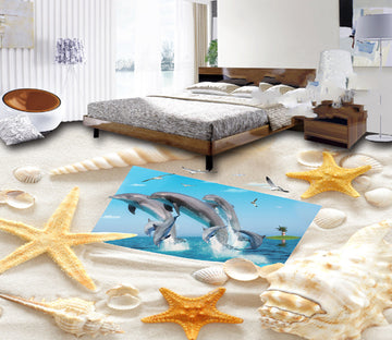 3D Beach Conch 443 Floor Mural  Wallpaper Murals Rug & Mat Print Epoxy waterproof bath floor