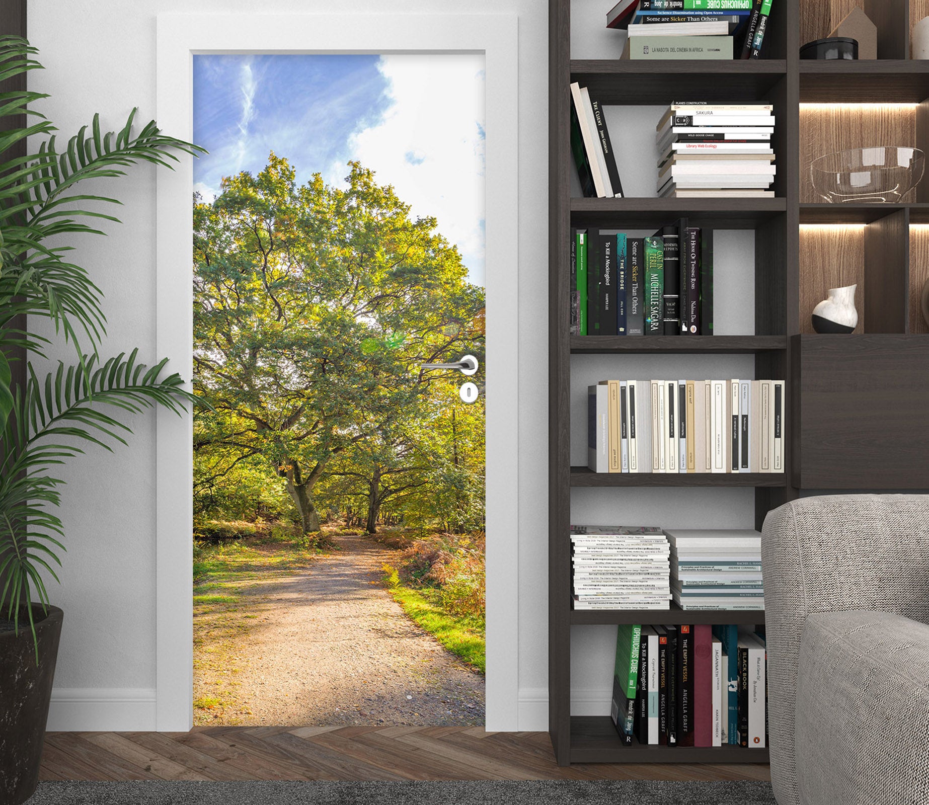 3D Road Grass Trees 101190 Assaf Frank Door Mural