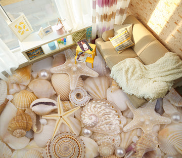 3D Premium Shells And Conch 440 Floor Mural  Wallpaper Murals Rug & Mat Print Epoxy waterproof bath floor