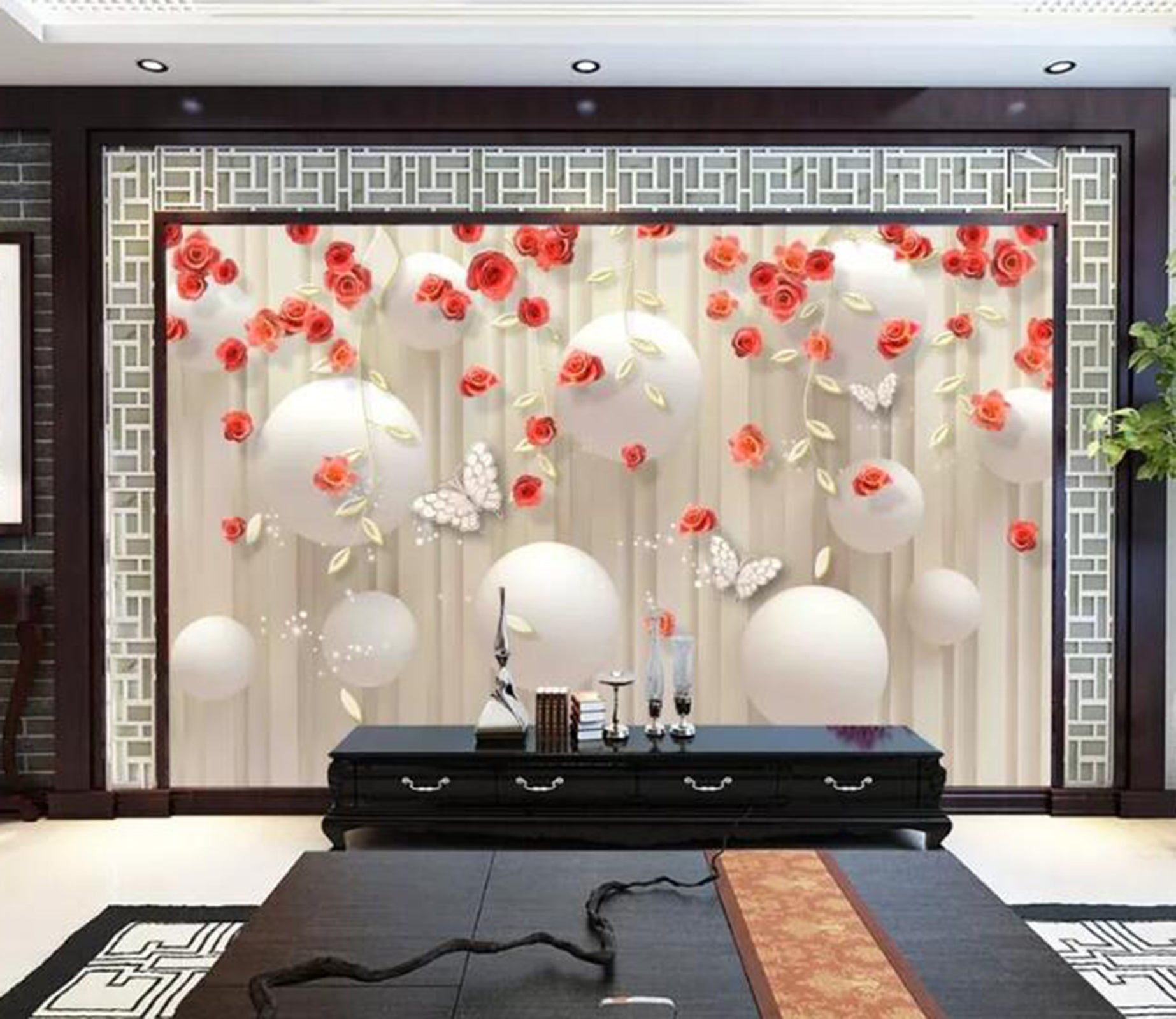 3D Rose Ball WC52 Wall Murals Wallpaper AJ Wallpaper 2 