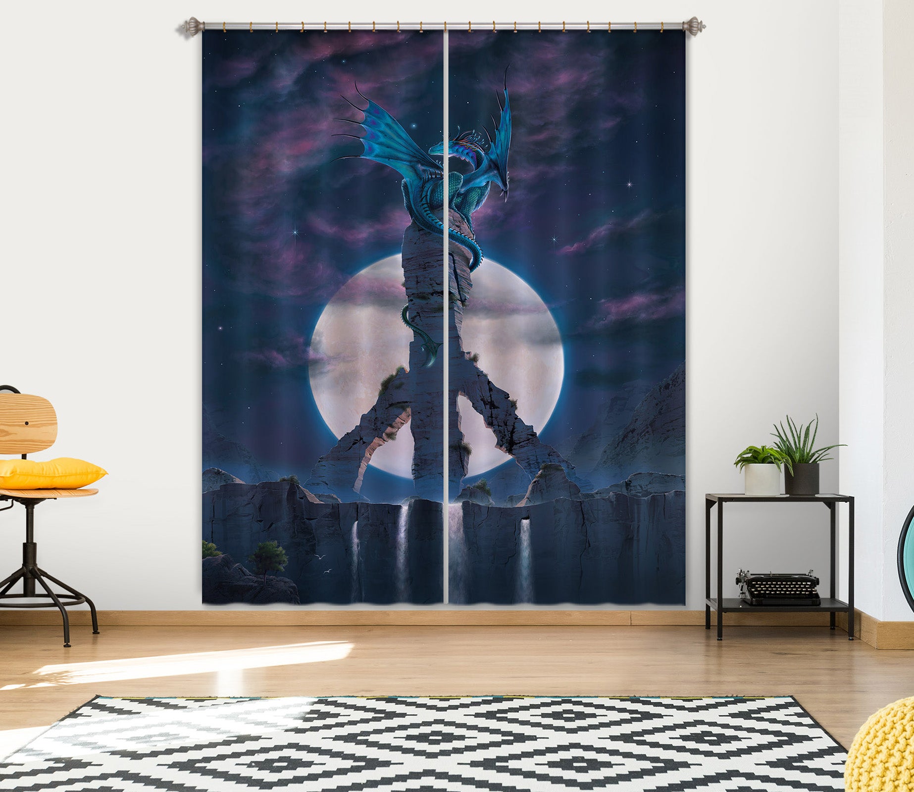 3D Peace Dragon Def 059 Vincent Hie Curtain Curtains Drapes