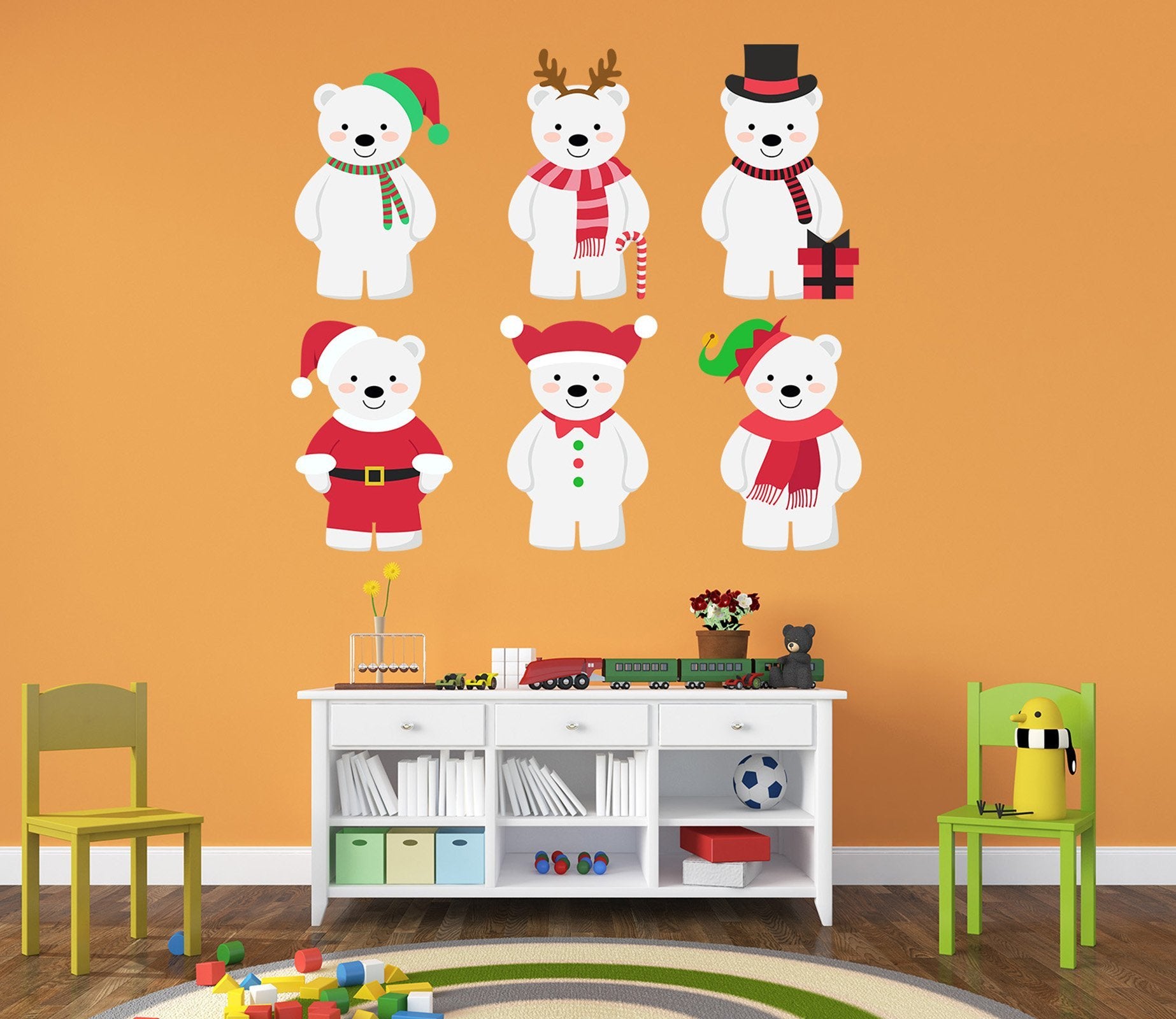 3D Dress Up White Bear 10 Wall Stickers Wallpaper AJ Wallpaper 