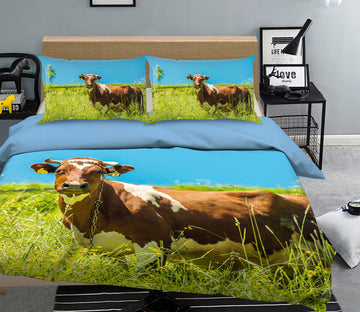 3D Brown Cow 1898 Bed Pillowcases Quilt