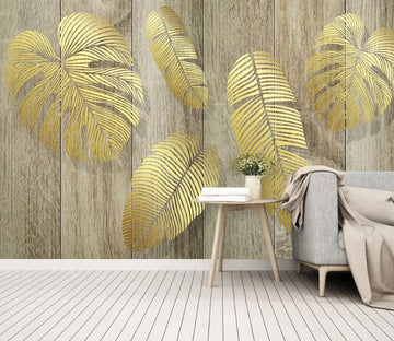 3D Golden Leaves WC56 Wall Murals Wallpaper AJ Wallpaper 2 