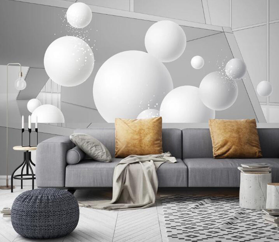 3D White Ball 431 Wall Murals