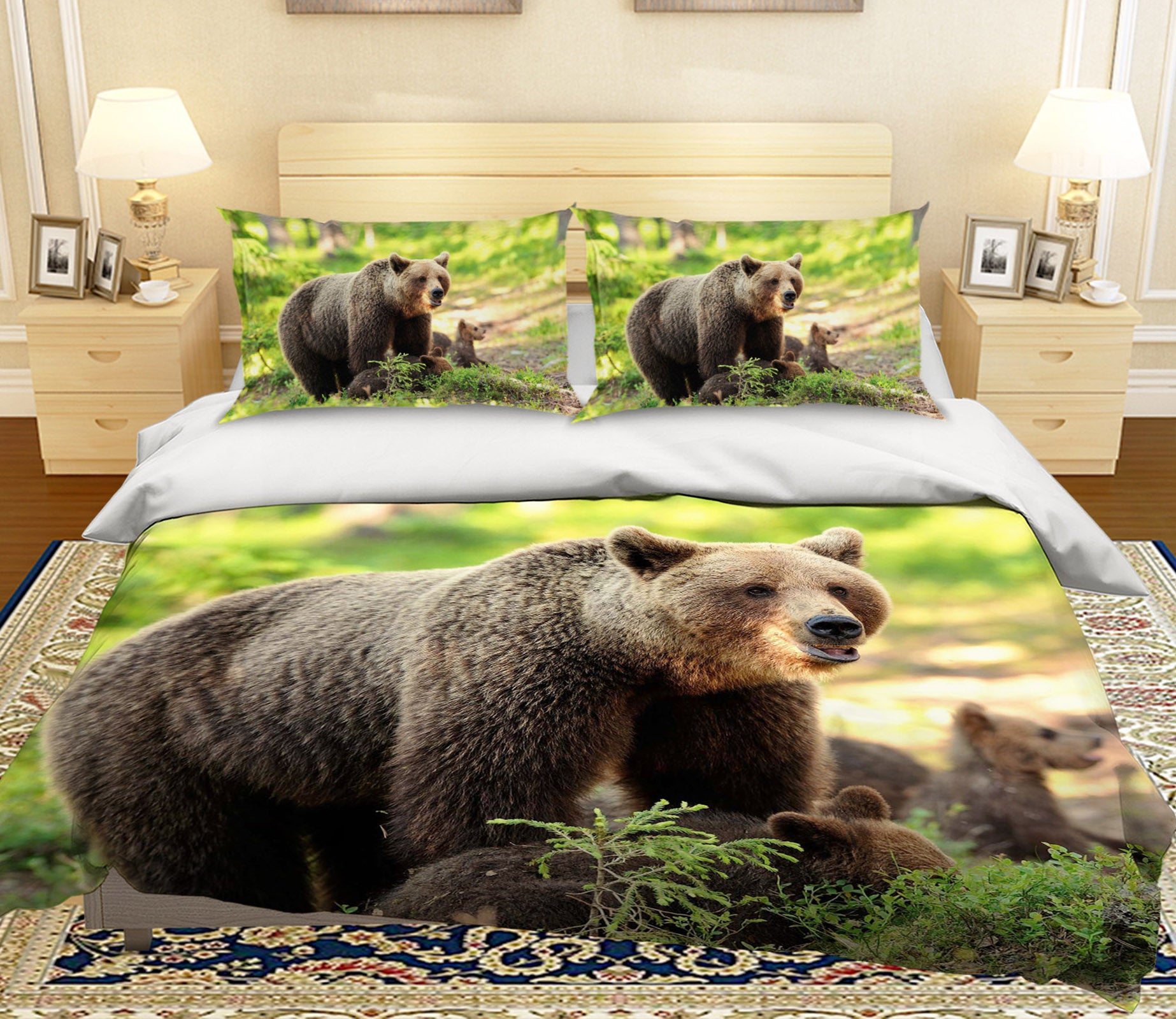 3D Big Black Bear 111 Bed Pillowcases Quilt