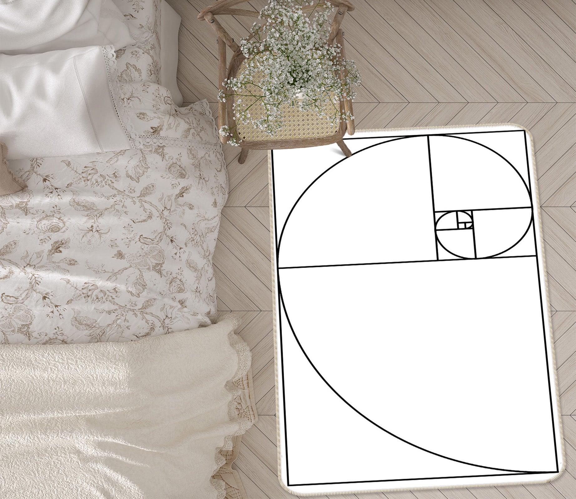 3D White Line 1101 Boris Draschoff Rug Non Slip Rug Mat