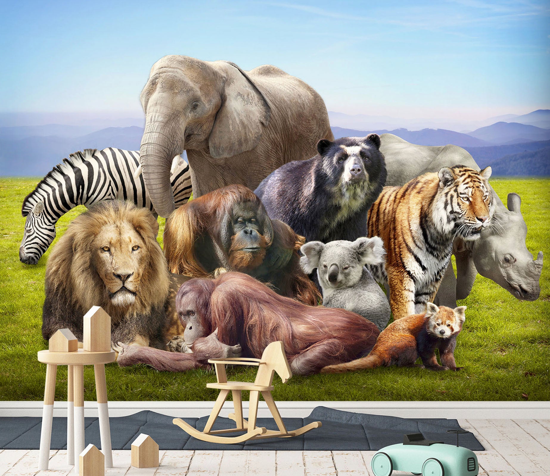 3D Elephant Lion Bear 368 Wall Murals