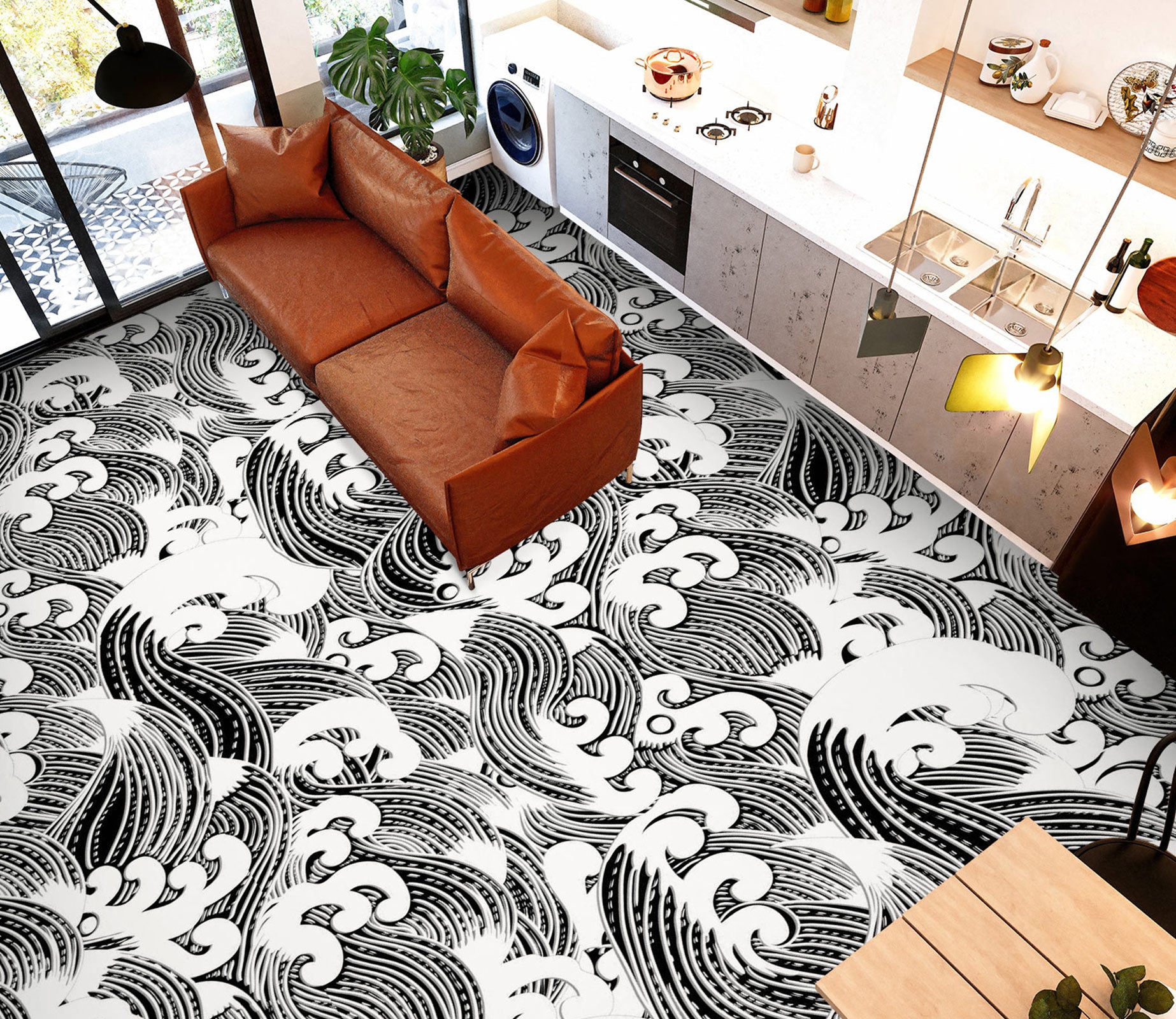 3D Black And White Spray Painting 1117 Floor Mural  Wallpaper Murals Self-Adhesive Removable Print Epoxy
