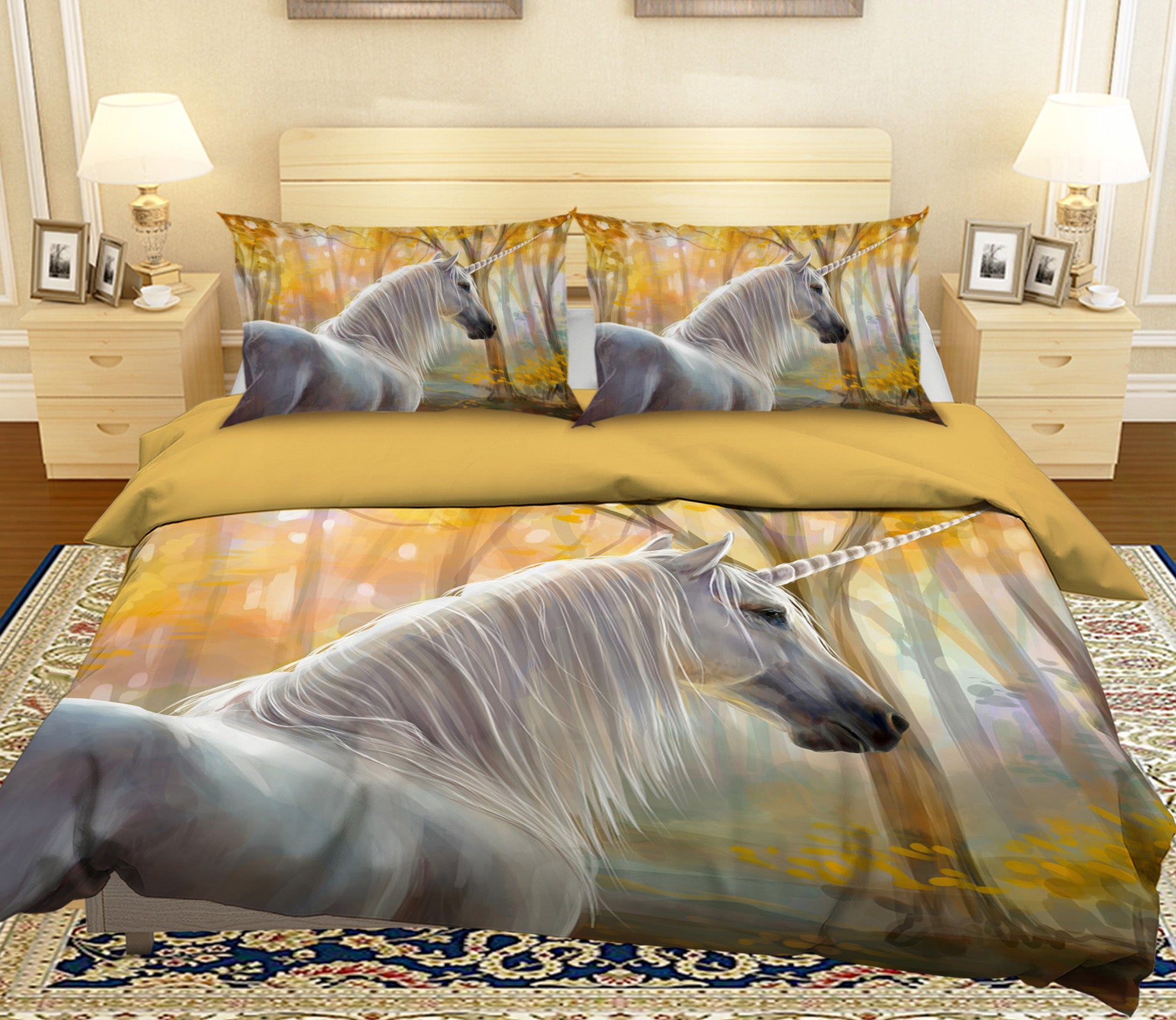 3D Forest Unicorn 029 Bed Pillowcases Quilt