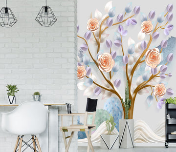 3D Pink Rose 1833 Wall Murals