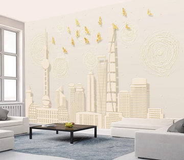 3D White Building WC416 Wall Murals