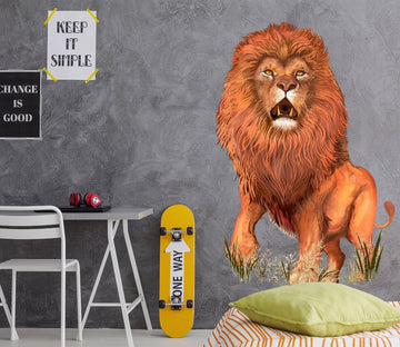 3D Lion Running 182 Animals Wall Stickers Wallpaper AJ Wallpaper 