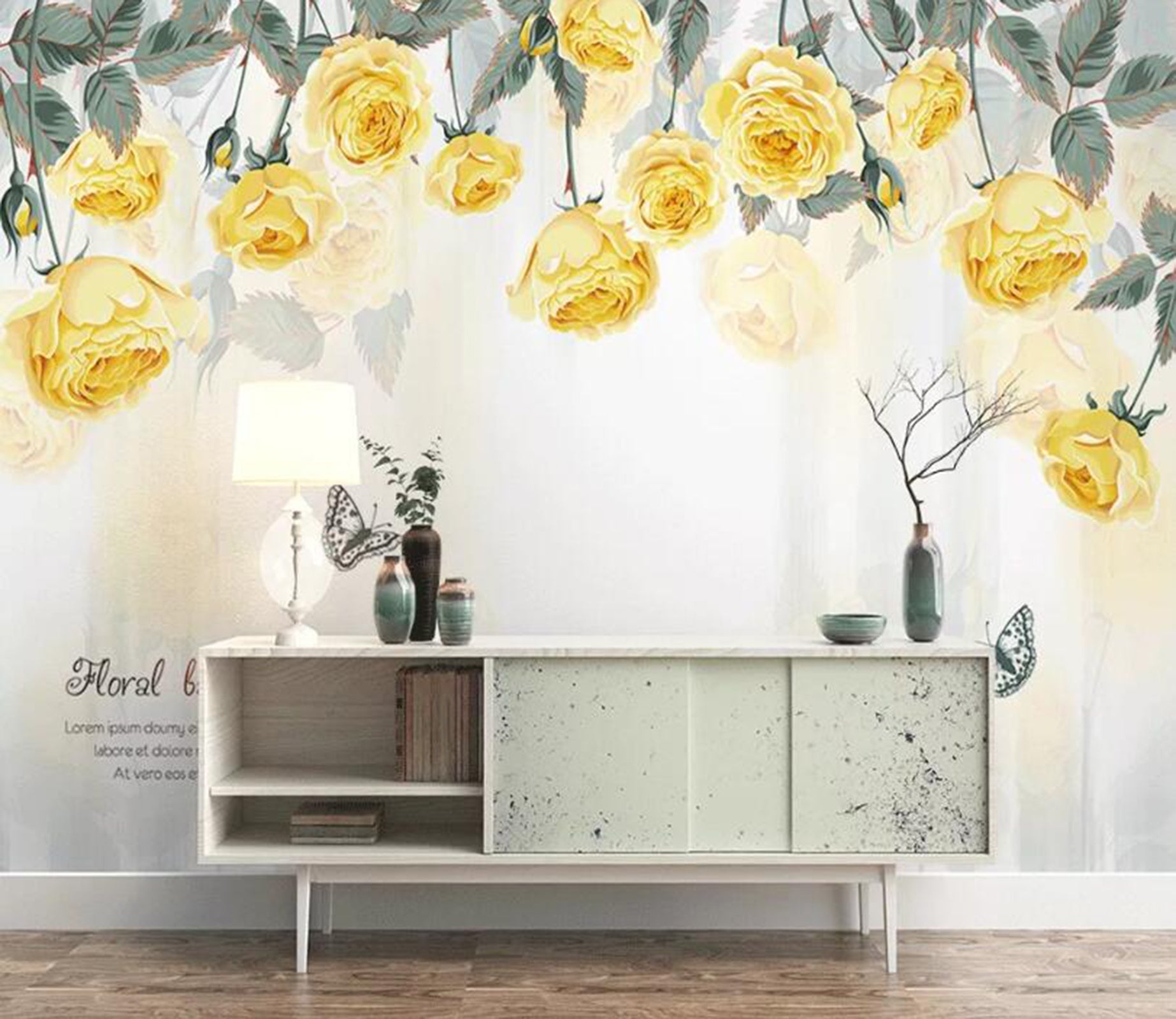 3D Yellow Rose WC78 Wall Murals Wallpaper AJ Wallpaper 2 