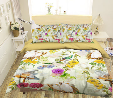 3D White Parrot Flower 109 Uta Naumann Bedding Bed Pillowcases Quilt