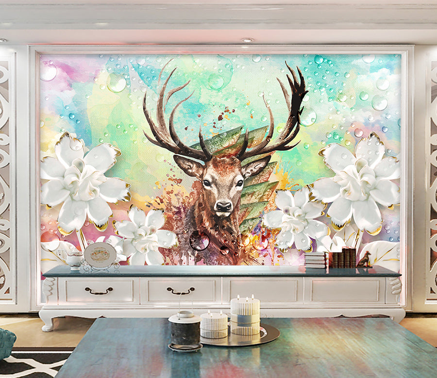 3D Dripping Deer WG164 Wall Murals