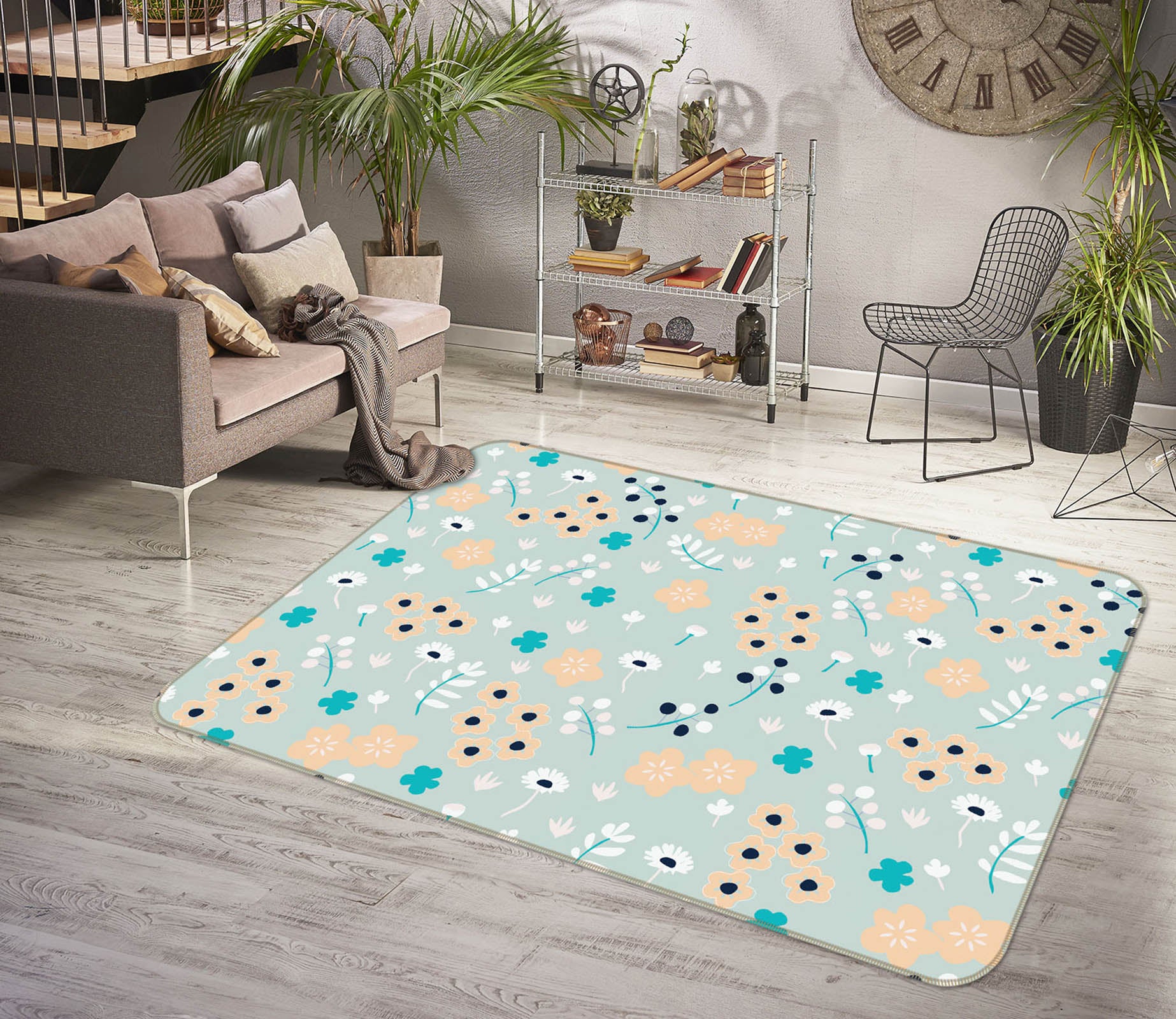 3D Colored Flowers 1106 Jillian Helvey Rug Non Slip Rug Mat