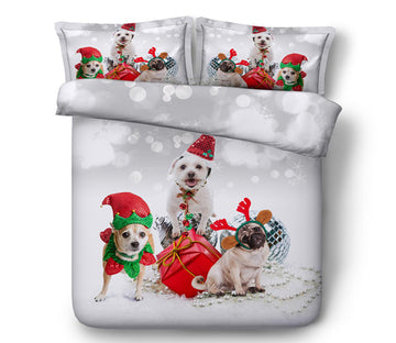 3D Christmas Dog 32165 Christmas Quilt Duvet Cover Xmas Bed Pillowcases