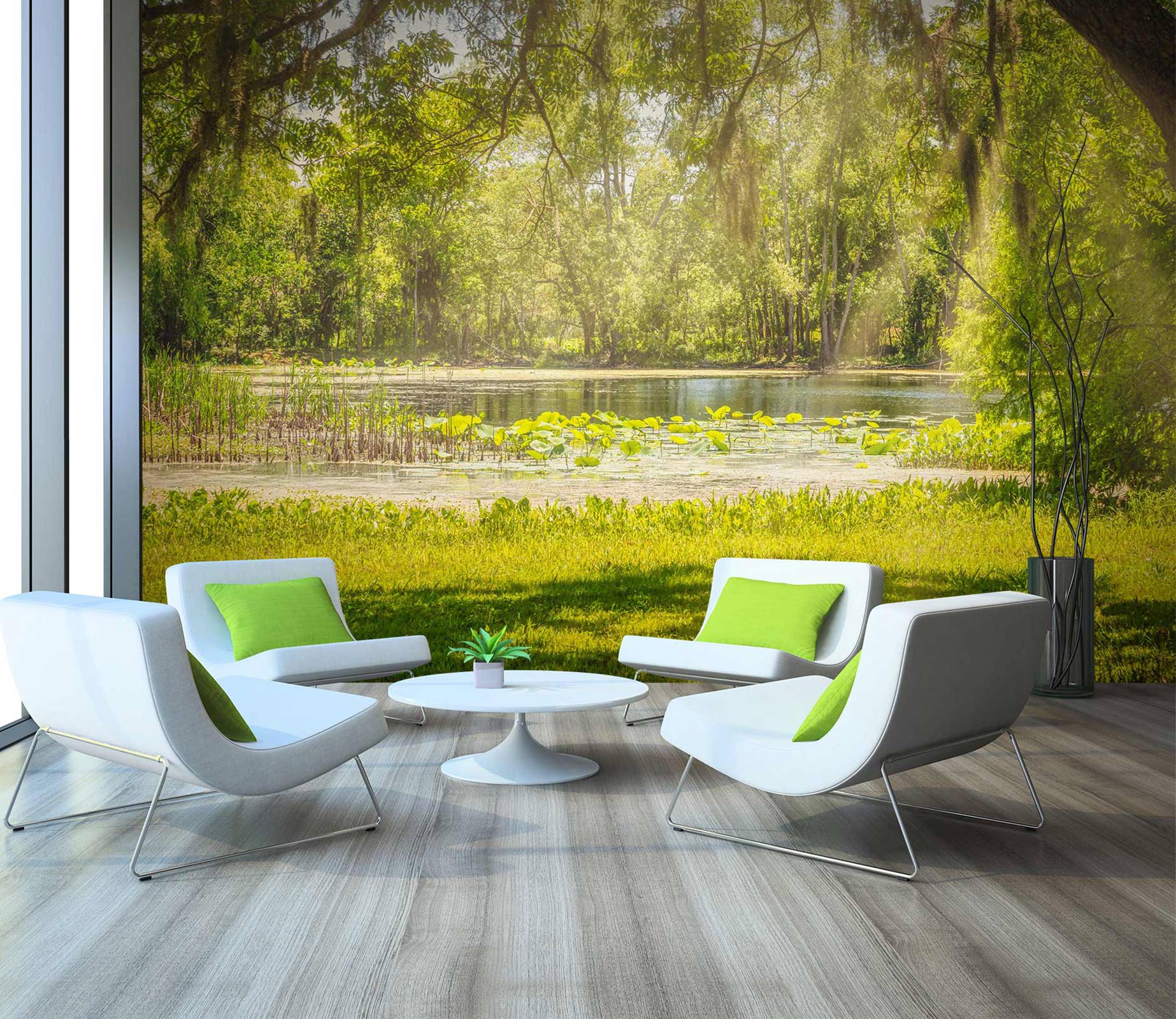 3D Green Lawn Lake 5251 Beth Sheridan Wall Mural Wall Murals
