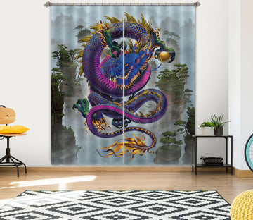3D Good Fortune Dragon Def 040 Vincent Hie Curtain Curtains Drapes
