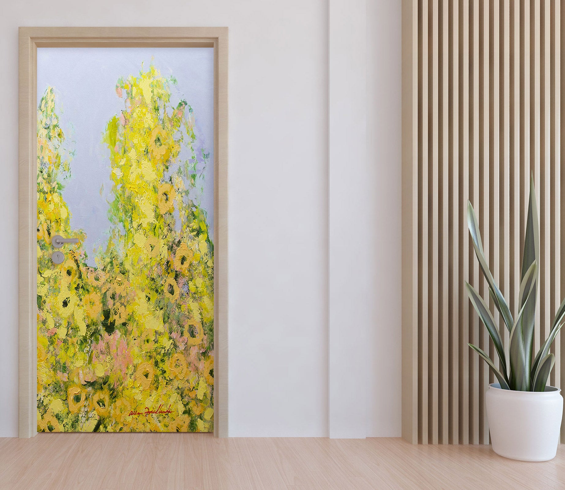 3D Yellow Floral Clump Painting 93211 Allan P. Friedlander Door Mural