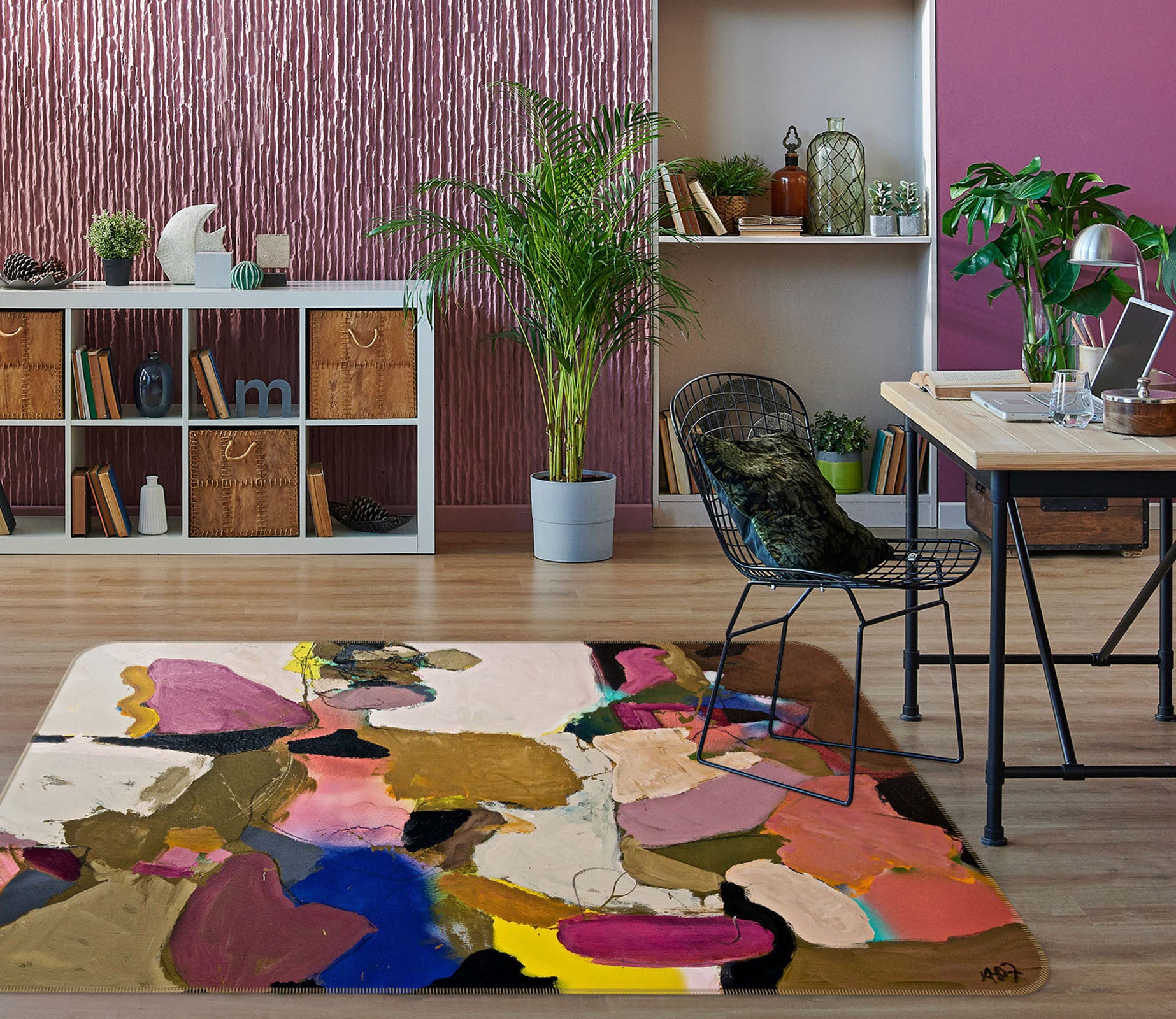 3D Abstract Flowers 1123 Allan P. Friedlander Rug Non Slip Rug Mat