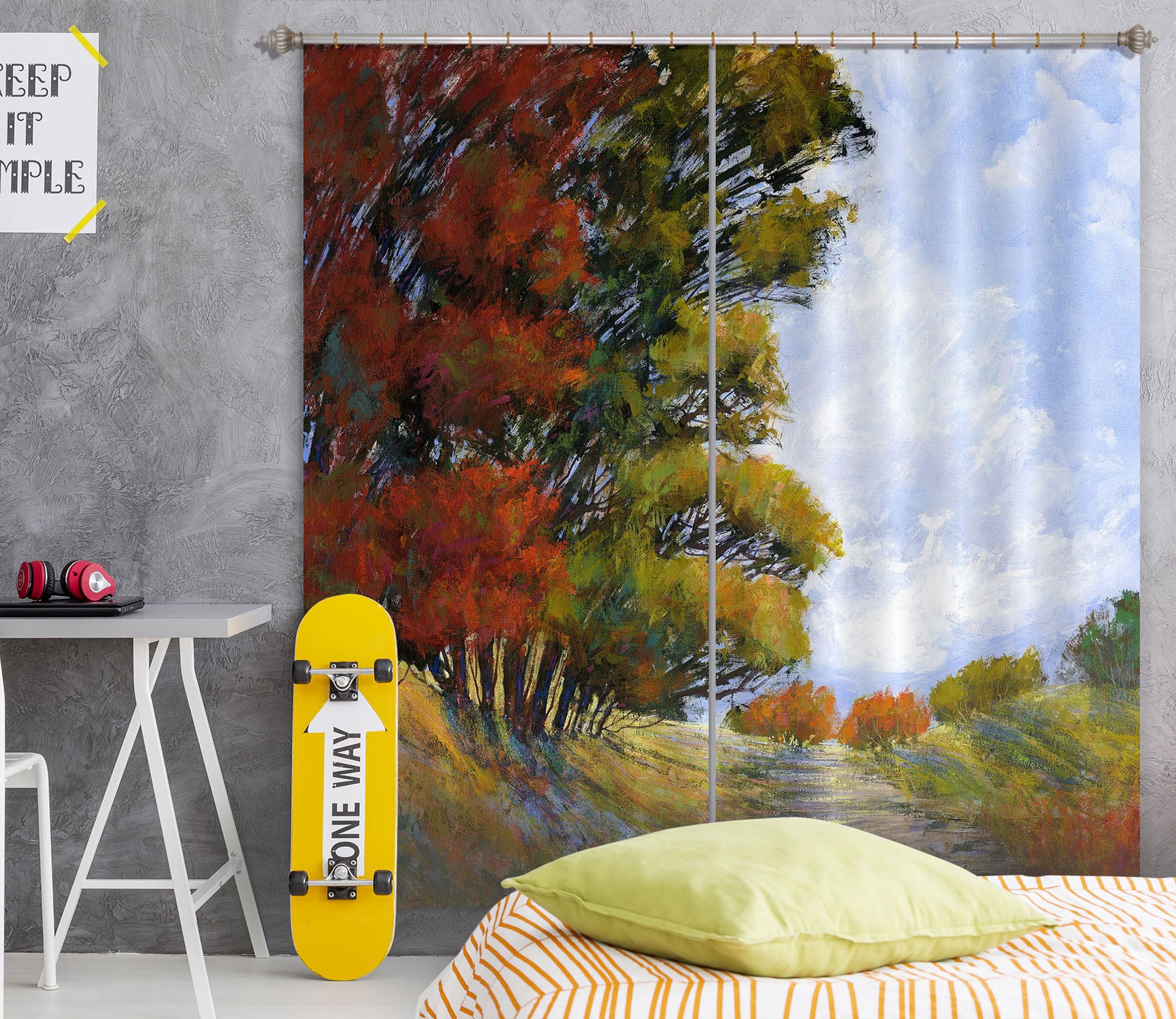 3D Autumn Forest 216 Michael Tienhaara Curtain Curtains Drapes