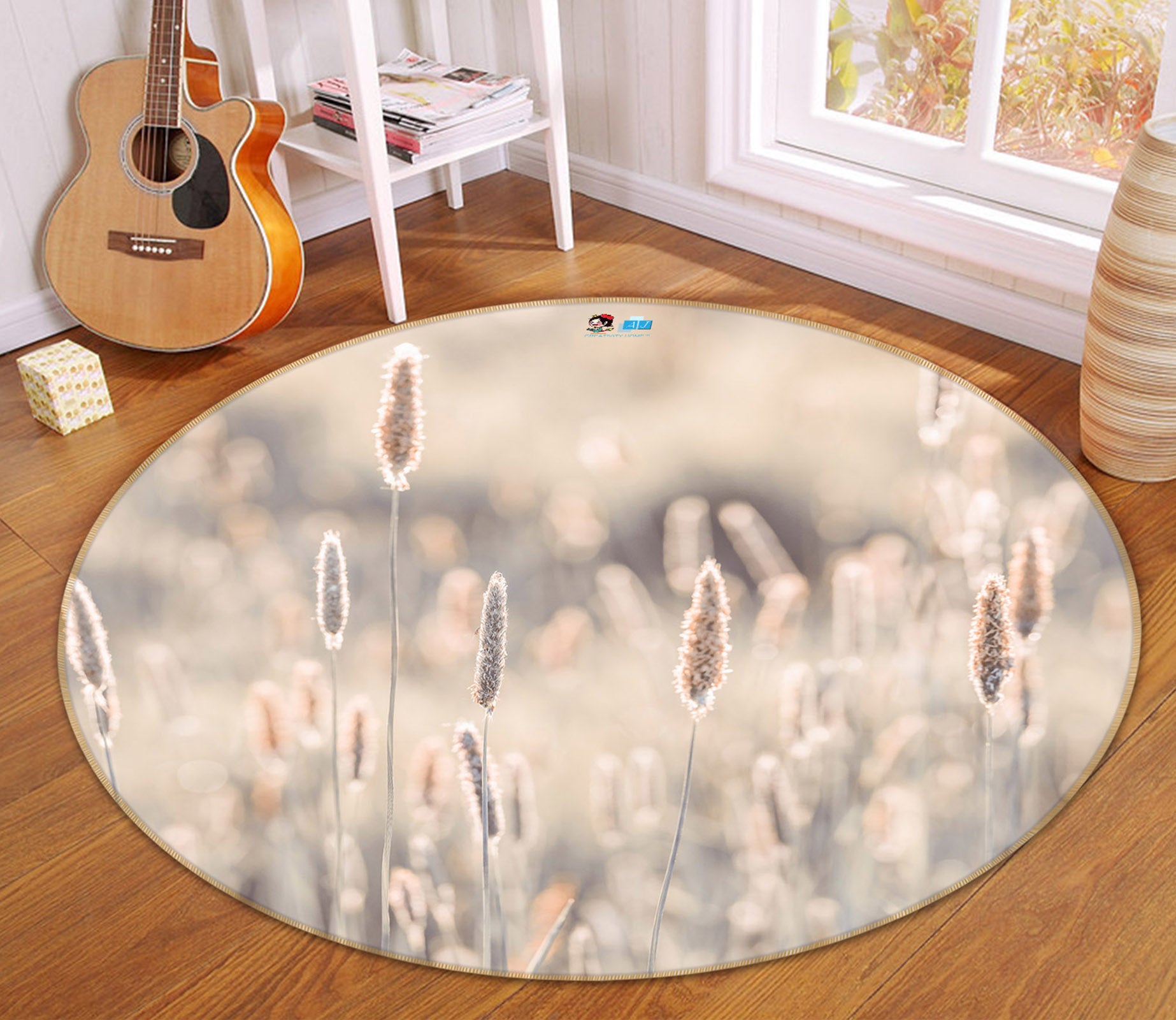 3D Hazy Grass 7342 Assaf Frank Rug Round Non Slip Rug Mat