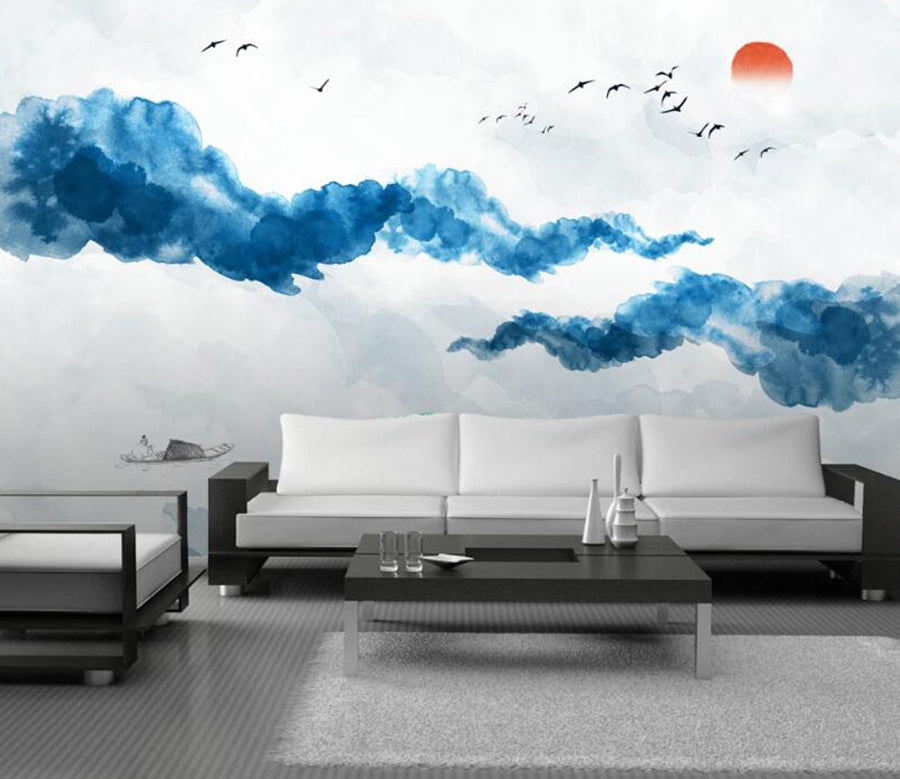 3D Blue Ink 655 Wall Murals