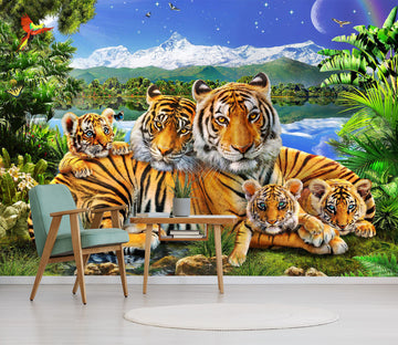 3D Loving Tigers 1417 Adrian Chesterman Wall Mural Wall Murals