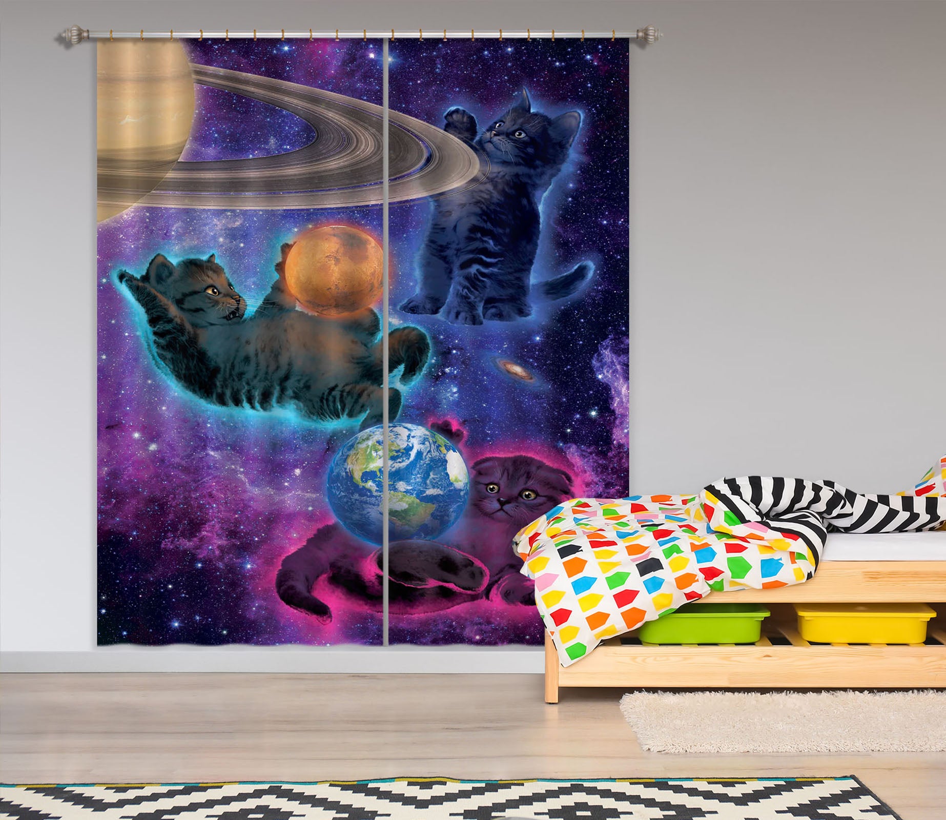 3D Cosmic Kittens 026 Vincent Hie Curtain Curtains Drapes