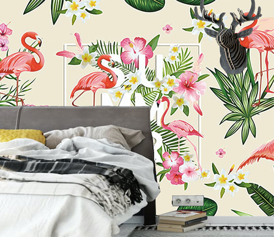 3D Gardenia Flamingo WG118 Wall Murals