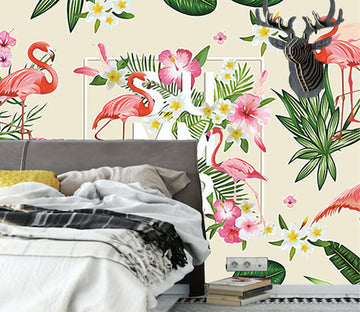 3D Gardenia Flamingo WG118 Wall Murals