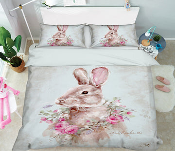 3D Wreath Bunny 2076 Debi Coules Bedding Bed Pillowcases Quilt