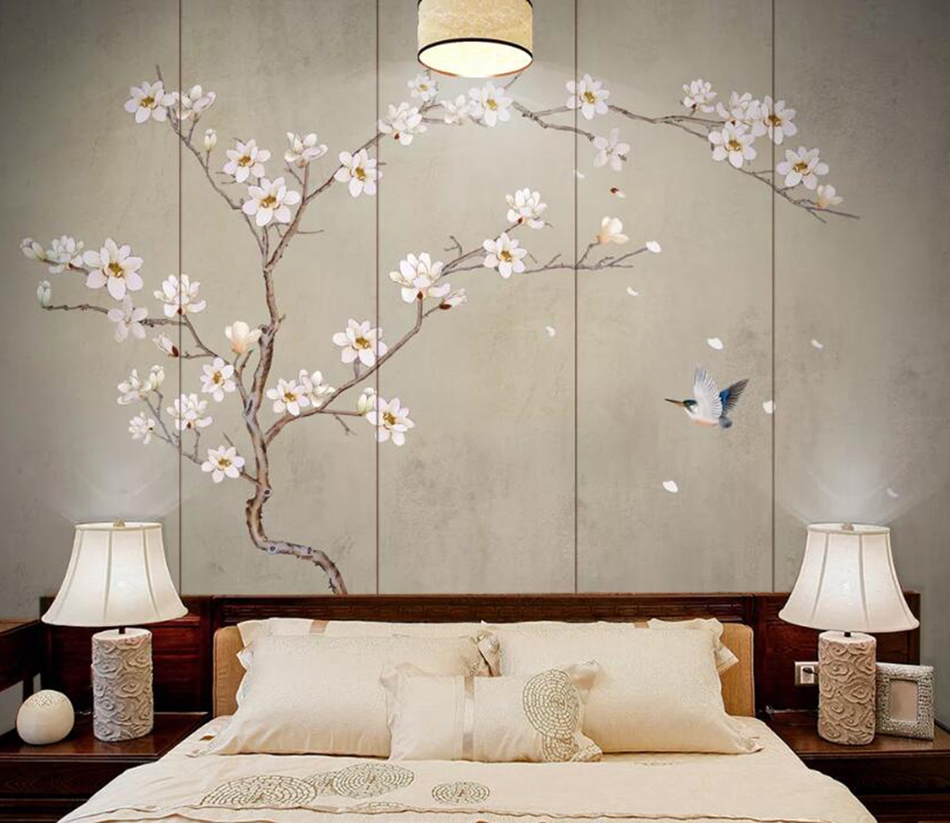 3D Flower Bird WC49 Wall Murals Wallpaper AJ Wallpaper 2 