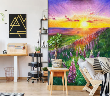 3D Hillside Meadow Flowers Sunshine 9831 Marina Zotova Wall Mural Wall Murals