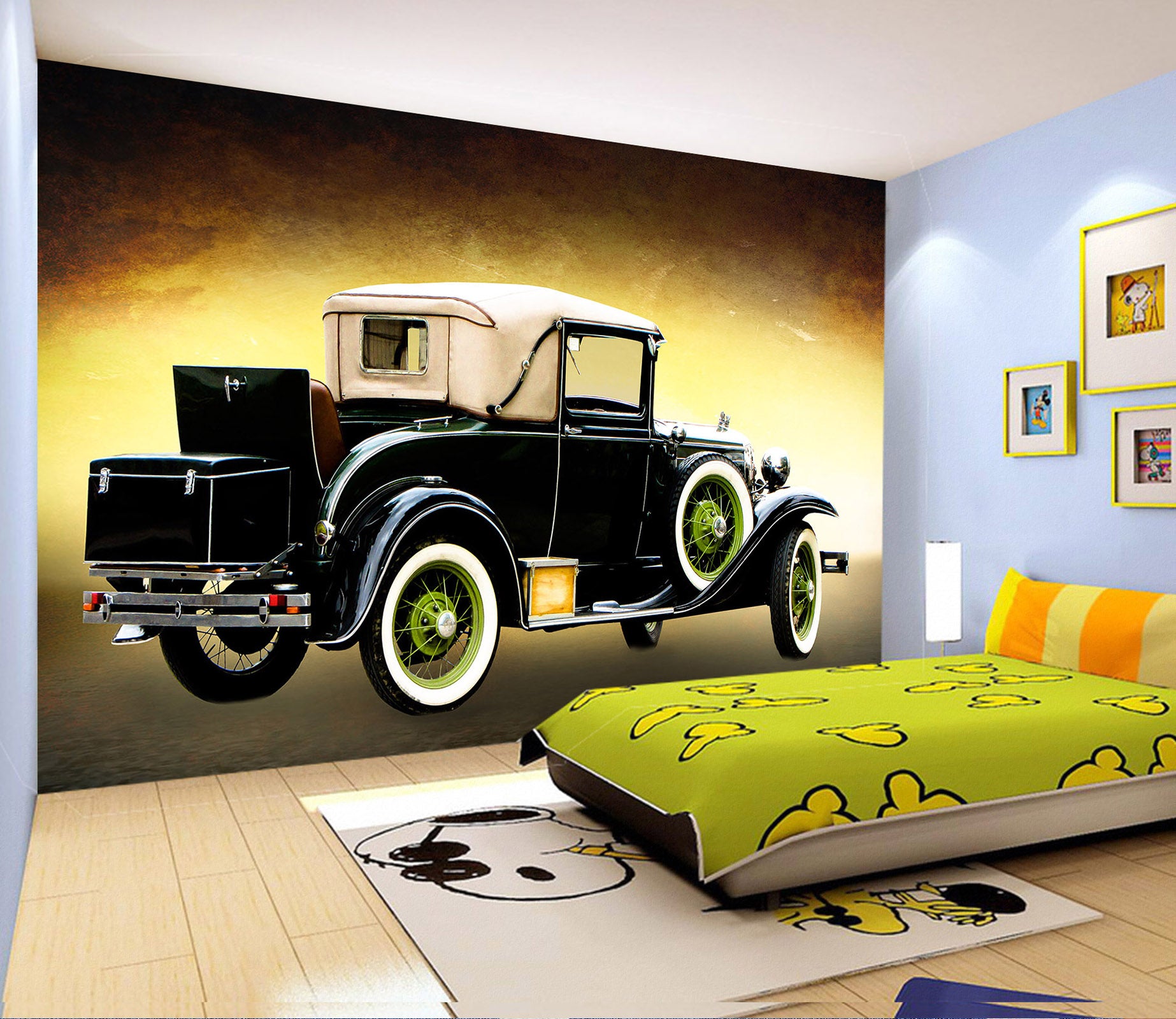 3D Retro Vehicle 198 Vehicle Wall Murals