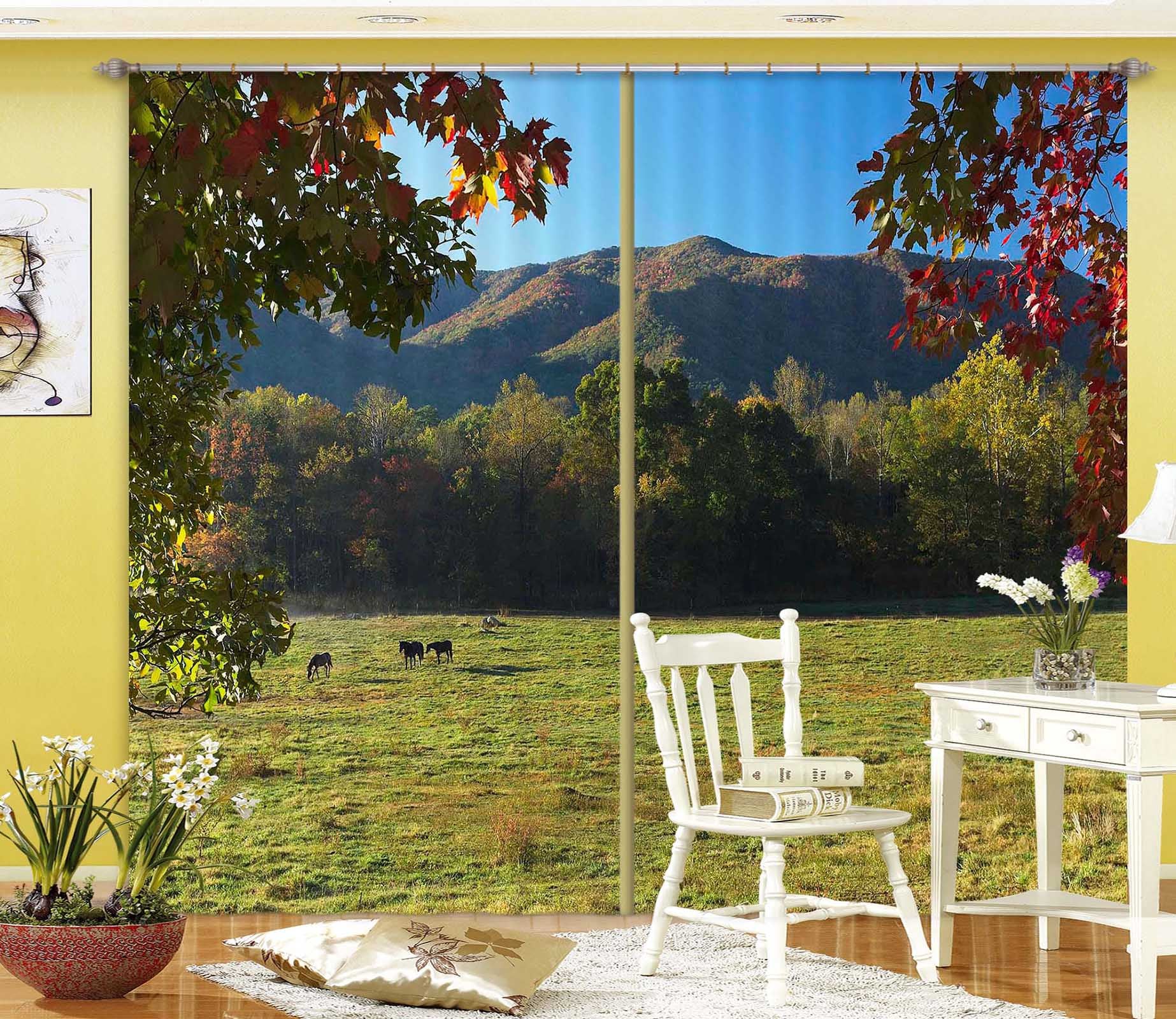 3D Prairie Horse 054 Kathy Barefield Curtain Curtains Drapes