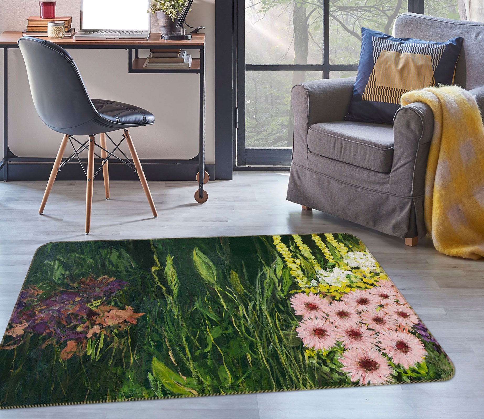 3D Forest Chrysanthemum 1078 Allan P. Friedlander Rug Non Slip Rug Mat