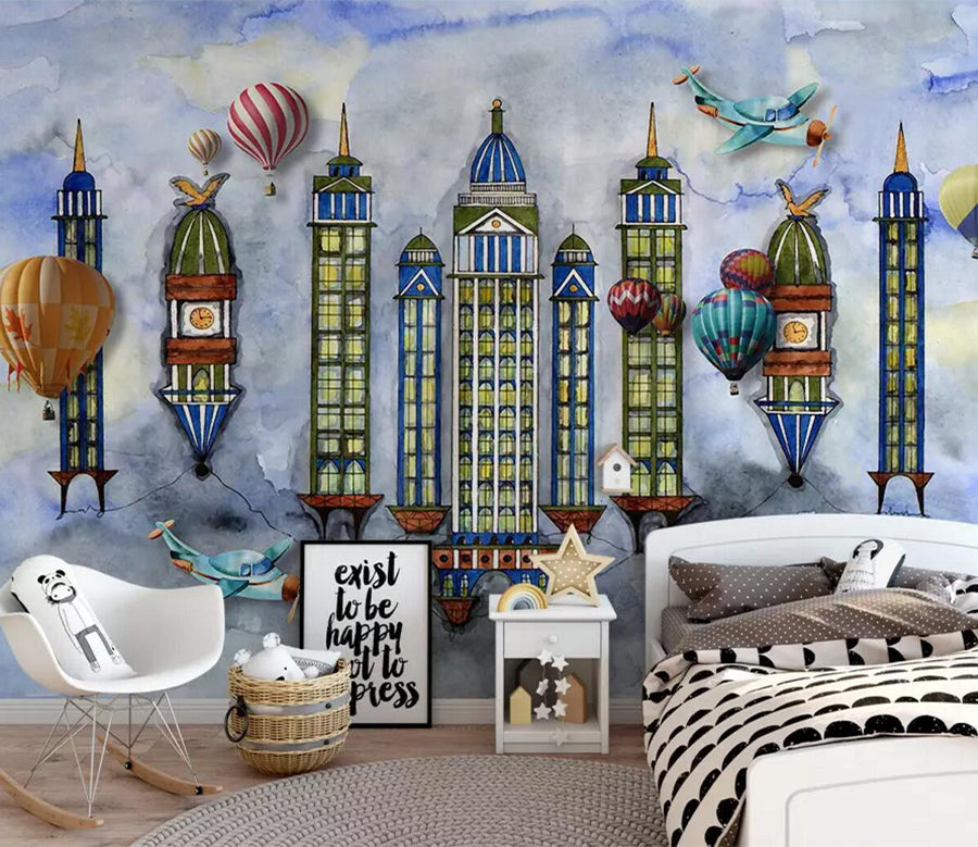 3D Building Balloon WC808 Wall Murals